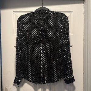 J. Crew Black and White Polka Dot Silk Sheer Shirt